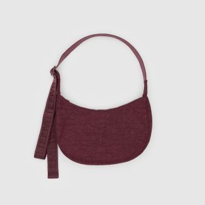 Small Nylon Crescent Bag - Mahogany