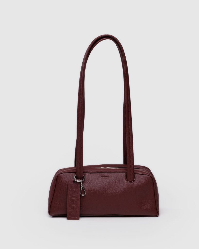 Small Recycled Leather Bowler Bag - Mahogany