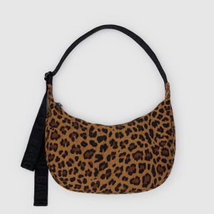 Medium Nylon Crescent Bag - Leopard